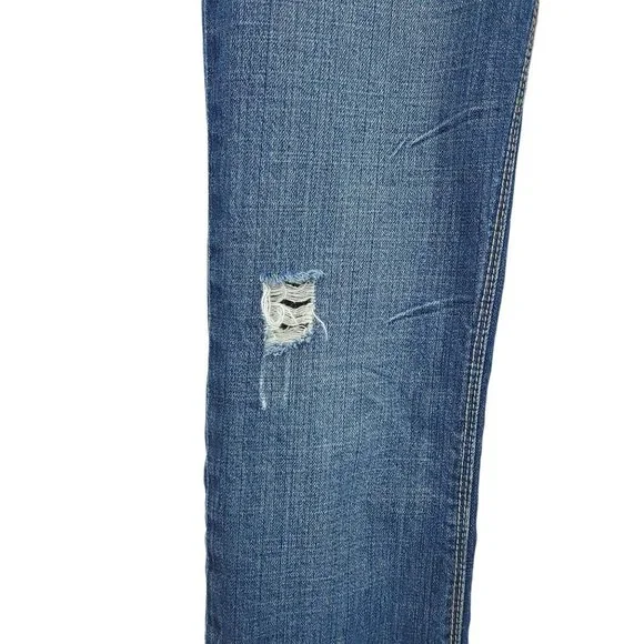 American Eagle 77 Straight Denim Jeans Womens Size 2R Distressed Medium Wash - Picture 13 of 14